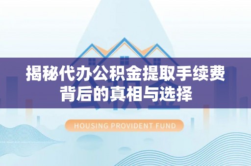朴子揭秘代办公积金提取手续费背后的真相与选择